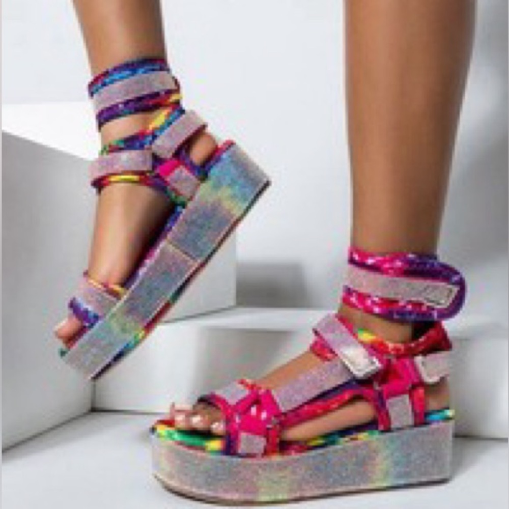 Azalea Wang Arrow Adjustable Sandals from Akira Ships in Original Box 7.5 Pride